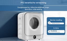 Afvoerdroger 3 Kg - Compacte Trommeldroger Met 5 Programma's, Oververhittingsbeveiliging, Wandmontage - Wit — thumbnail 10
