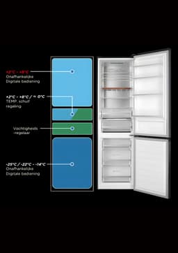 BONN388-NFD-040ADG - Koelvriescombinatie - Zuinig A-Label - 201 cm Hoog - Display - Fast Freeze - Multiflow - 5 Jaar Garantie - 377L - No Frost - Dark Grey — thumbnail 14