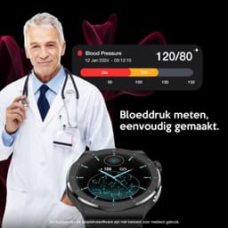 mymonX Smartwatch Heren & Dames - Geschikt voor alle Smartphones - Stappenteller - Gezondheidsrapport - ECG - Bloeddrukmeter - Hartslagmeter - Slaap - Temperatuur - Zwart - 43mm — thumbnail 8