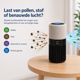 ZUKI Luchtreiniger met HEPA 13 Filter – Tegen Hooikoorts & Allergie – Fluisterstil (28dB) – Voor Slaapkamer – Tot 25m² – CADR 125 m³/u – Met Afstandsbediening — thumbnail 2