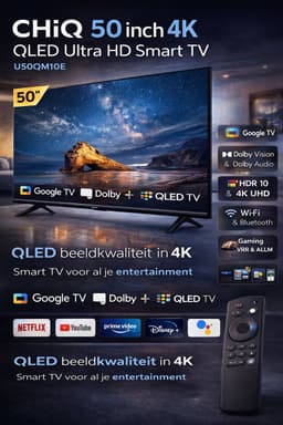 CHiQ U50QM10E – 50 inch 4K Ultra HD Smart TV – Google TV – Dolby Vision & Dolby Audio – QLED – WiFi & Bluetooth — thumbnail 5