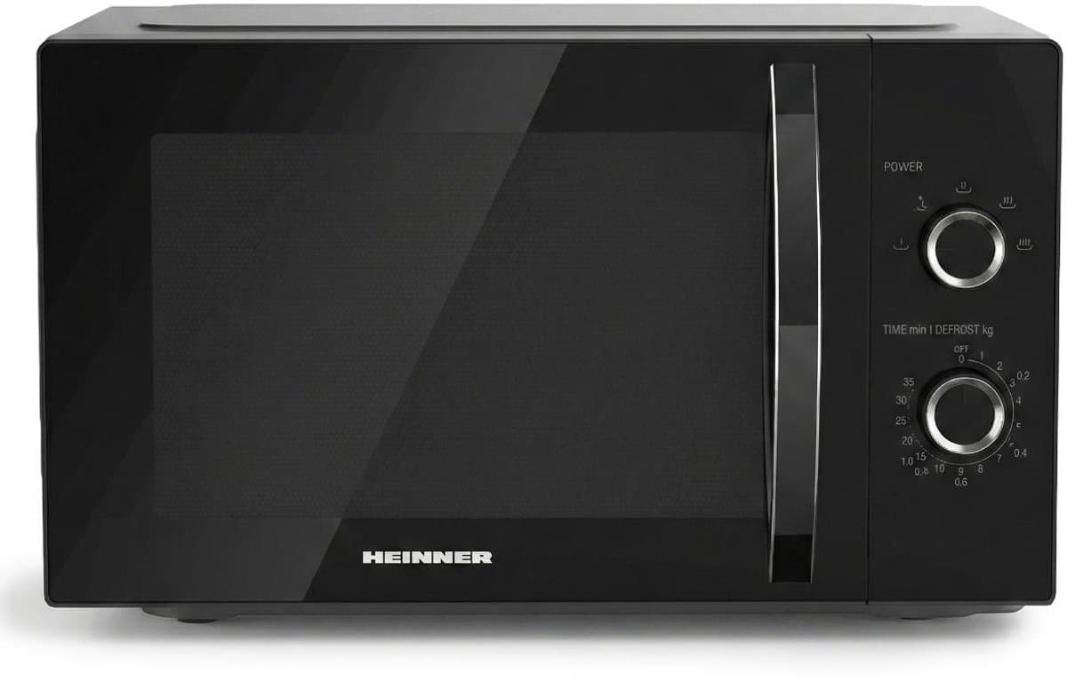 Heinner Magnetron 25L – 800W – 5 Vermogensniveaus – Ontdooifunctie – Draaiknop & Timer – Zwart — afbeelding 1