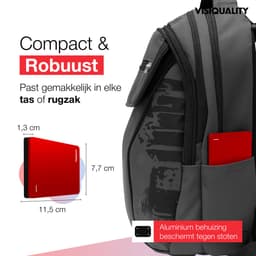 VisiQuality High-Speed Externe Harde Schijf 750 GB - Draagbare Harde Schijf USB 3.0 - Voor Windows & Mac - Xbox & PS4 games - Compact - Rood — thumbnail 7