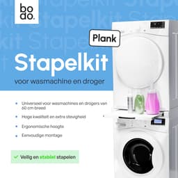 Stapelkit met Uitschuifbare Plank voor Wasmachine & Droger – Wit – Bodo — thumbnail 12