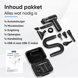 CarMe 2-in-1 Auto Stofzuiger Pro - Zuigen & Blazen - Kruimeldief - 8 Opzetstukken - Oplaadbaar - Handstofzuiger - Air Duster - Zwart — thumbnail 9