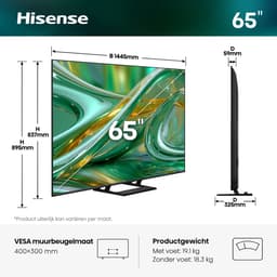 Hisense 65E8S Smart TV - 65 inch - 4K Hi-QLED MiniLED - 2026 - 600 nits - Native 144Hz Game Mode - Built-in Subwoofer - Hi-View AI Engine - Hi-QLED Colour - Dolby Vision Atmos — thumbnail 8