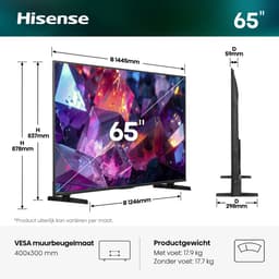 Hisense 65E7S PRO SmartTV - 65 inch - 4K Hi-QLED - 2026 - Native 144Hz Game Mode - Hi-QLED Colour - Built-in Subwoofer - AI Picture - AI Smooth Motion - AMD FreeSync Premium - Dolby Vision Atmos — thumbnail 10