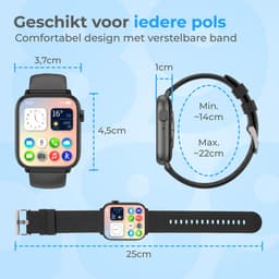 Nuvance - Smartwatch Heren & Dames met Bluetooth - 45mm - Geschikt voor alle Smartphones - Stappenteller & Hartslagmeter - Zwart — thumbnail 10