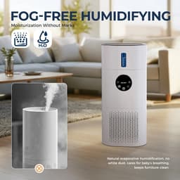 UFTA Luchtreiniger - Bevochtiger - Airpurifier - H13 True Hepa - Filter - Huisallergieën - Huisdierenhaar - 2 in 1 - Wit — thumbnail 3