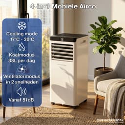 Erikssøn Mobiele Airco - 10.000 BTU - Incl. Raamafdichtingskit - Tot 30m² - 4-in-1 - Airconditioning - Ventilator - Ontvochtiger - Wit — thumbnail 4