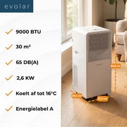 Evolar Mobiele Airco - 9000 BTU - WiFi - App & Afstandsbediening - Airconditioner - met Afvoerslang - Slaapkamer, Woonkamer, Thuiskantoor - EVO-009CW — thumbnail 7