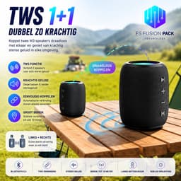 Draadloze Draagbare Luidspreker 10W Speaker RGB LED Draadloos & Wireless Fusion Pack M3 – Draagbare Bluetooth Speaker 10W | Waterdicht | RGB LED | Hifi Bas | BT/USB/TF/FM | Outdoor Wireless Speaker-Kerstcadeau-Nieuwjaar-2026-Verjaardag- — thumbnail 11