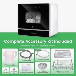 BLITZHOME Mini Vaatwasser – Draagbare Tafelvaatwasser met Touchbediening, 9 Programma's, 5,2L Tank, Droogfunctie, Startvertraging — thumbnail 8