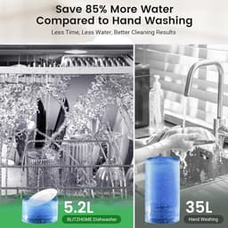 BLITZHOME Vaatwasser BH-6-CDW1 – draagbaar tafelmodel, 5,2L, 9 programma's, PTC hete lucht droging, 3D 360° sproei, app-bediening, EU-stekker — thumbnail 8