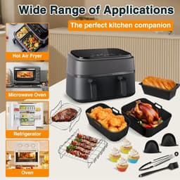 28 stuks Airfryer-accessoires, accessoireset Geschikt voor Philips Dual Basket Airfryer 3000/5000 serie (6 l/3 l), Dual Easy 5,2 l/3,1 l, siliconen vormen, grillrooster, bakvorm, keuken — thumbnail 2