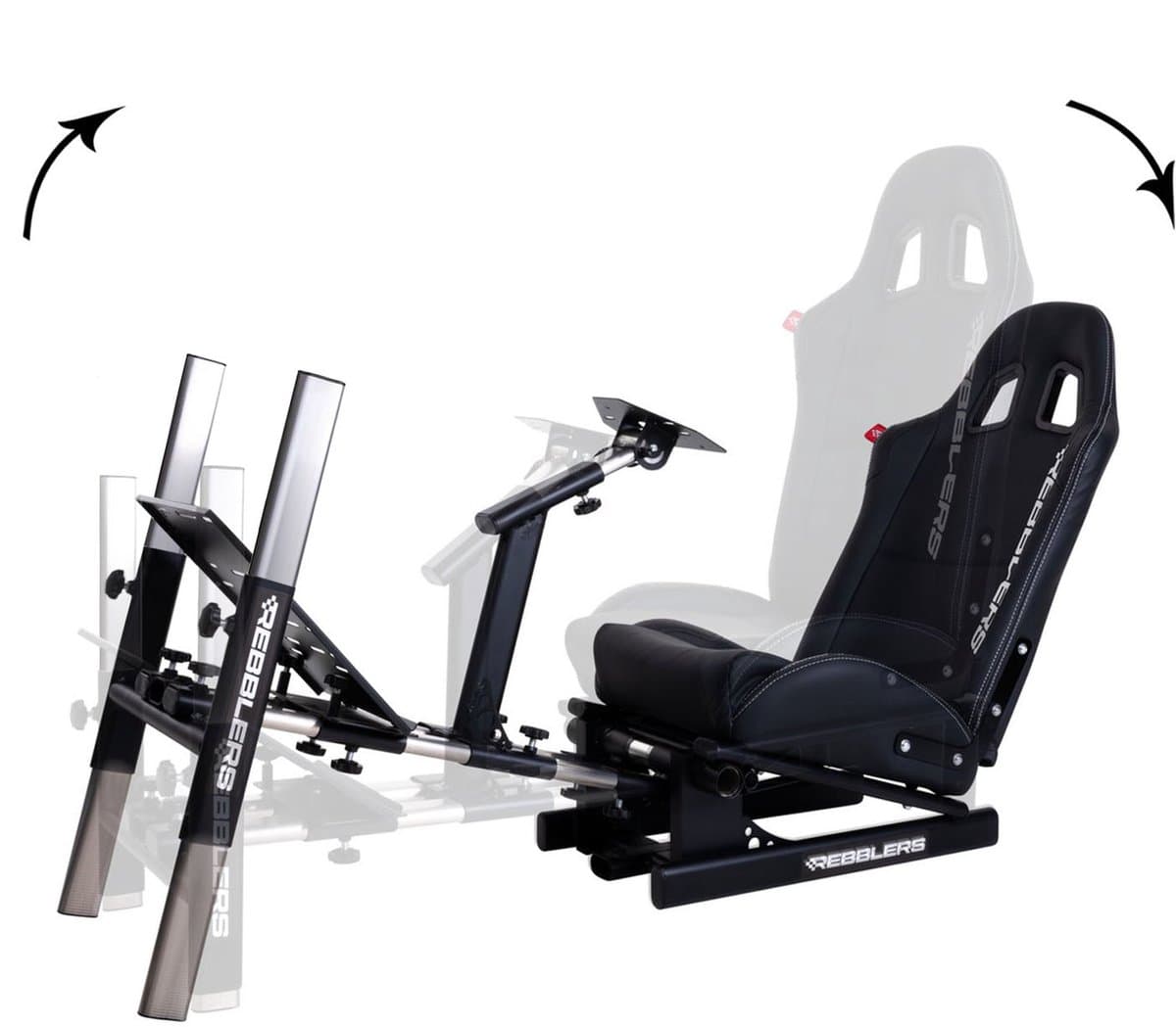 REBBLERS® PRO Premium Racing Cockpit - Race Simulator + Vloermat - Verstelbaar van Formula naar GT/Rally - Zwart — afbeelding 1