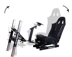 REBBLERS® PRO Premium Racing Cockpit - Race Simulator + Vloermat - Verstelbaar van Formula naar GT/Rally - Zwart