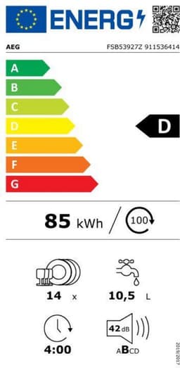 AEG FSB53927Z - Volledig integreerbare inbouwvaatwasser - 14 couverts D — thumbnail 2