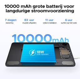 Aorlym P12 - Tablet - 48 GB RAM (8+40 GB) - 128 GB ROM (2TB/TF) - 12 inch 2K 120 Hz IPS - Android 16 - 10000 mAh /18 W - T7280 OctaCore - Dubbele camera - WiFi 5 - Bluetooth - Face ID - Toetsenbord - Stylus meegeleverd - Zwart — thumbnail 6