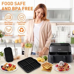 4 stuks Air Fryer Accessories - geschikt voor Philips Airfryer Dual Basket 3000 Series NA350 - Includes Waffle Mold Accessories en Bakplaat - grijs — thumbnail 2