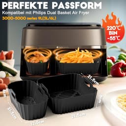 Accessoires Siliconen Heteluchtfriteuse Gescht voor Philips Dual Basket Airfryer 3000-5000 Serie 9L(6L/3L), Airfryer Siliconen voor Cookwise Dual Zone 9L(3L/6L) — thumbnail 4