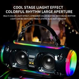 Bluetooth Speaker -Bluetooth Speaker Draadloos -Portable Bluetooth Speaker - Lichteffecten - Muziek Box - AUX - TWS mobiele koppeling-Twee microfoons-Zwart-Party Speaker – Geschikt voor Feest, Camping & Thuis — thumbnail 8