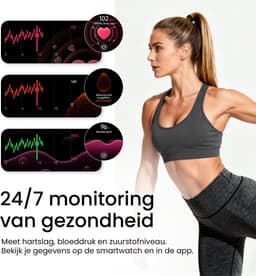 Maoo Ventura 2 - GPS Smartwatch Dames - AMOLED - Siliconen, Leren en Sportbandje - Stappenteller - Hartslagmeter - Slaapmonitor - Belfunctie - AOD - Multisport - Geschikt voor Android en iOS - Zwart — thumbnail 4