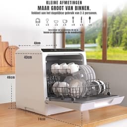 Florixa® Mini Vaatwasser - Vaatwasser - Tafelvaatwasser - Wit - 43cm x 43cm x 46cm — thumbnail 8