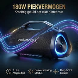 VolkanoX Ignite Ultra Bluetooth Speaker - Muziek box - 180W Partybox met RGB Verlichting - Spatwaterdicht - FM Radio - TWS - Zwart — thumbnail 6