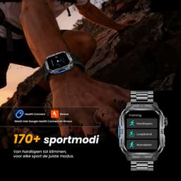 Maoo FORGE GPS Square - GPS Smartwatch Heren - Sporthorloge - 3 Bandjes - Stappenteller - Hartslagmeter - Slaapmonitor - Belfunctie - LED Zaklamp - Multisport - Geschikt voor Android en iOS - Gun Metal Blue — thumbnail 6