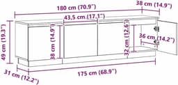Grote TV Meubel 180 cm Grijs Sonoma met LED-verlichting en Opbergruimte — thumbnail 7