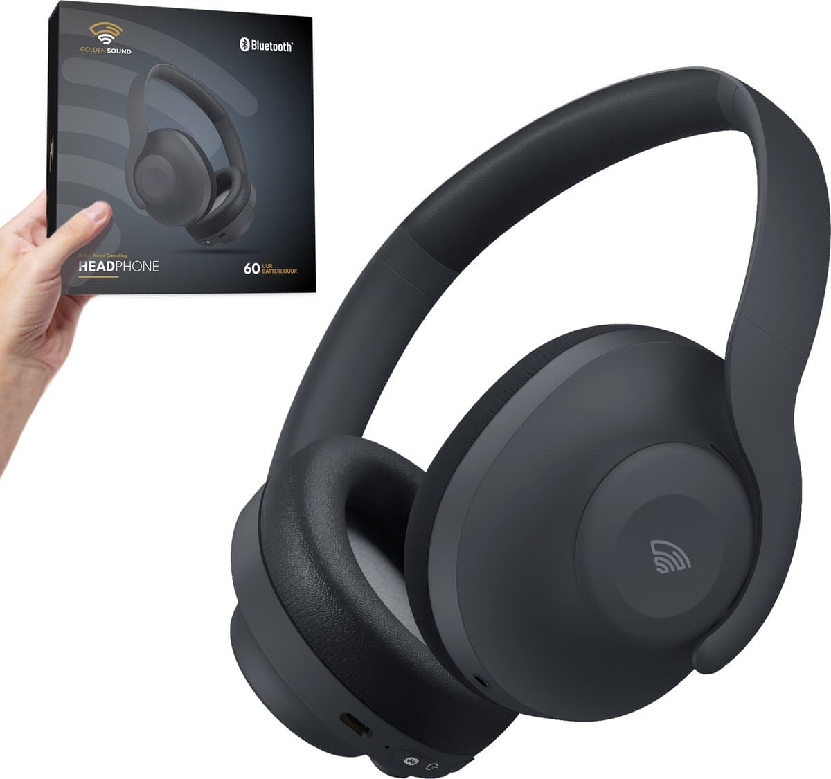 Golden Sound Draadloze Koptelefoon - Active Noise Cancelling tot 35dB - Ambient Mode - 60+ batterijduur - Over ear - Conversation mode - Koptelefoon bluetooth - Koptelefoons — afbeelding 1