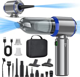 Sander Shop 3-in-1 handstofzuiger accu, 3 snelheden handstofzuiger, draadloos, 15000PA auto stofzuiger sterk, 80000 RPM handheld stofzuiger snoerloze mini stofzuiger voor auto, keuken, pc, bank, kantoor, huis-blauw — thumbnail 1