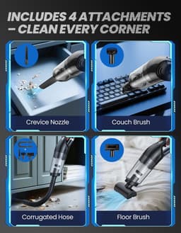 Sterke handstofzuiger, 10000 Pa mini handstofzuiger voor in de auto, multifunctioneel, lichtgewicht, draagbare autostofzuiger, draadloos met 3 HEPA-filters, batterij, natte en droge handen — thumbnail 2