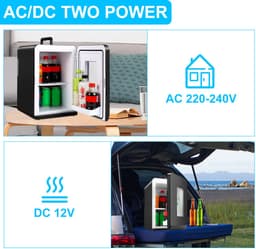 15L Mini koelkast - 2-in-1 Minibar - Koel & warm - AC/DC 230V/12V - Draagbare Mini Autokoelkast - Voor Auto, Kantoor, Camping & Thuis Eten, Drinken - Zwarte Glazen Deur — thumbnail 9