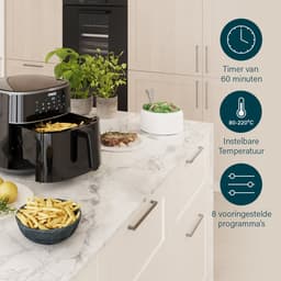 Princess Digitale Airfryer XXL 182254 - 8 liter - Extra Groot - PFAS vrij - Heteluchtfriteuse - Inclusief in hoogte verstelbaar Grillrack - Digital Touchscreen - 8 Automatische Programma's - 1800W - Zwart — thumbnail 8