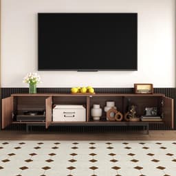 TV-kast - Lowboard Media Console - Woonkamer Entertainment - Led Verlichting App Bediening - 200x35x53 cm - Zwart Hout — thumbnail 3