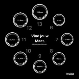 Kuno Ring 2 – Smart Ring – Slaapmonitor – Hartslag & Activiteitentracker – Stappen & Calorieën Meten – Zonder Abonnement – Waterbestendig – Zilver Maat 8 — thumbnail 3