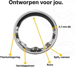 Kuno Ring 2 – Smart Ring – Slaapmonitor – Hartslag & Activiteitentracker – Stappen & Calorieën Meten – Zonder Abonnement – Waterbestendig – Zwart – Maat 10 — thumbnail 2