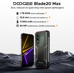 DOOGEE Blade 20 Max 4G - Robuuste Smartphone - Robuuste Telefoon - 36GB RAM + 1TB ROM /2TB TF - Helio G100 - 11800 mAh/ 33 W - 6,6 inch + 120 Hz - 3 kaartsleuven - 20MP Nachtzicht - Face ID - IP68 - Rood — thumbnail 10