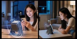 Draadloze Luidspreker - Magnetische Bluetooth-speaker met Sensor & Sfeerverlichting Dubbele modus: inductie + Bluetooth - Sfeerverlichting - 5000mah - Zwart - 360° Verstelbaar — thumbnail 14