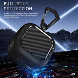 Telestore - hoesje geschikt voor Samsung Galaxy Buds4 / 4 pro hard case cover - zwart - carbon fiber hoesje Beschermhoes - Samsung Galaxy Buds 4 / 4 Pro Cover - Buds4 hoesje — thumbnail 11