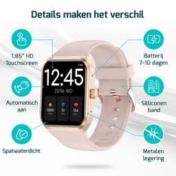 FITAGE Smartwatch - Smartwatches - Stappenteller - Sporthorloge - Smart watch - Activity Tracker - Dames en Heren - Roze — thumbnail 6