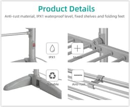 RFWR® Opvouwbaar Elektrisch Droogrek met 3 Etages - 300 Watt Verwarmd Droogrek — thumbnail 6