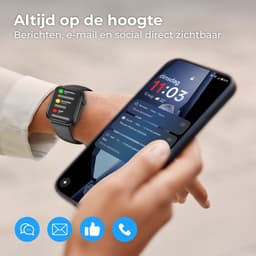 Nuvance - Smartwatch Heren & Dames met Bluetooth - 45mm - Geschikt voor alle Smartphones - Stappenteller & Hartslagmeter - Zwart — thumbnail 7