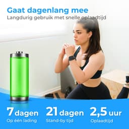 Nuvance - Smartwatch Heren & Dames met Bluetooth - 45mm - Geschikt voor alle Smartphones - Stappenteller & Hartslagmeter - Zwart — thumbnail 4