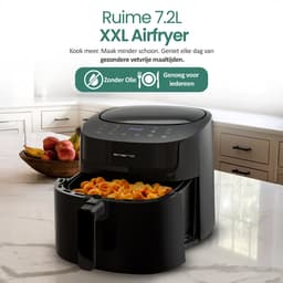 Emerio Airfryer XL 1800W - 7,2 Liter Heteluchtfriteuse - Regelbare thermostaat 40ºC tot 200ºC - 8 Kookprogramma's - AF-129622.1 Zwart — thumbnail 2