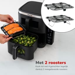 alpina Dubbele Airfryer XXL - 2 x 5.5L Manden - Heteluchtfriteuse 11 Liter - 12 Programma's - 2800 W - Zwart — thumbnail 5
