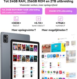 KINGRID T20 Tablet - 24GB RAM - 256GB ROM - Met Toetsenbord - Met Lederen Hoesje - Android 16 - 10.1 inch - 5000mAh - OTG - Hoes - Stylus - Muis - Grijs — thumbnail 9