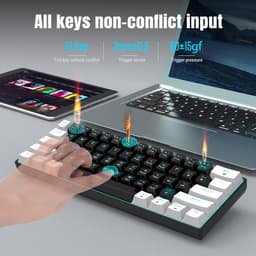 HXSJ V900 - Bedrade Gaming Toetsenbord - Mechanisch - Blue Switch - 61 Keys - QWERTY Toetsenborden - Zwart wit — thumbnail 4